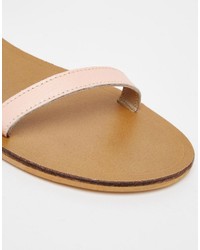 rosa flache Sandalen aus Leder von Asos