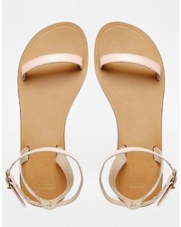 rosa flache Sandalen aus Leder von Asos