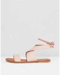 rosa flache Sandalen aus Leder von Asos