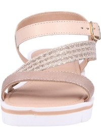 rosa flache Sandalen aus Leder von Marco Tozzi