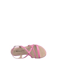 rosa flache Sandalen aus Leder von Tamaris