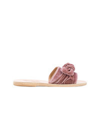 rosa flache Sandalen aus Samt