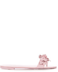 rosa flache Sandalen mit Blumenmuster