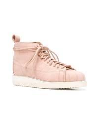 rosa flache Stiefel mit einer Schnürung aus Leder von adidas