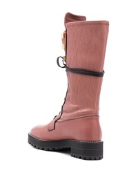 rosa flache Stiefel mit einer Schnürung aus Leder von Stuart Weitzman