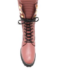 rosa flache Stiefel mit einer Schnürung aus Leder von Stuart Weitzman