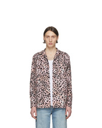 rosa Flanell Langarmhemd mit Leopardenmuster von Wacko Maria