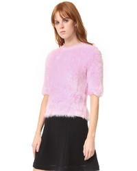rosa flauschiger Pullover mit einem Rundhalsausschnitt von Carven
