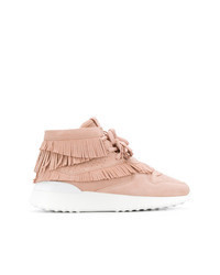 rosa hohe Sneakers aus Leder mit Fransen