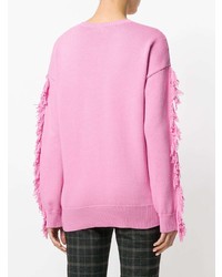 rosa Pullover mit einem Rundhalsausschnitt mit Fransen von N°21