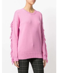 rosa Pullover mit einem Rundhalsausschnitt mit Fransen von N°21