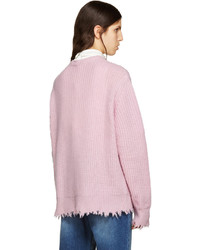 rosa Pullover mit einem Rundhalsausschnitt mit Fransen von MSGM