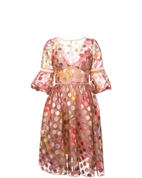 rosa gepunktetes ausgestelltes Kleid von Marchesa Notte