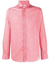 rosa gepunktetes Langarmhemd von Finamore 1925 Napoli