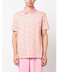 rosa gepunktetes Polohemd von Versace