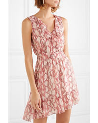 rosa gerade geschnittenes Kleid aus Chiffon mit Schlangenmuster von Rachel Zoe