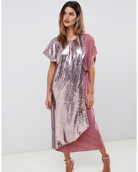 rosa gerade geschnittenes Kleid aus Pailletten von ASOS DESIGN