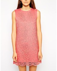 rosa gerade geschnittenes Kleid aus Spitze von Asos