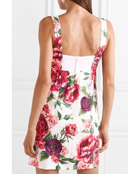 rosa gerade geschnittenes Kleid mit Blumenmuster von Dolce & Gabbana