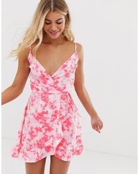 rosa gerade geschnittenes Kleid mit Blumenmuster von New Look
