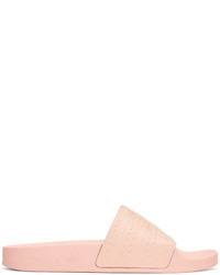 rosa Gummi flache Sandalen von adidas