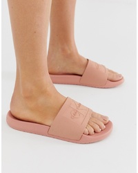rosa Gummi flache Sandalen von Calvin Klein