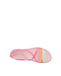 rosa Gummi flache Sandalen von Crocs