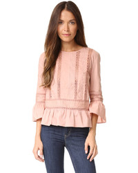 rosa Häkel Bluse mit Blumenmuster