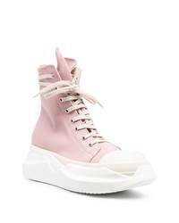 rosa hohe Sneakers aus Leder von Rick Owens DRKSHDW