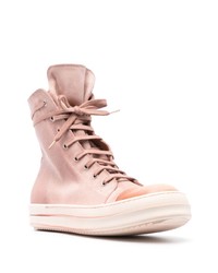 rosa hohe Sneakers aus Segeltuch von Rick Owens DRKSHDW