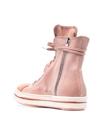 rosa hohe Sneakers aus Segeltuch von Rick Owens DRKSHDW