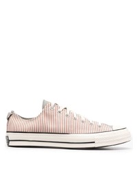 rosa horizontal gestreifte Segeltuch niedrige Sneakers