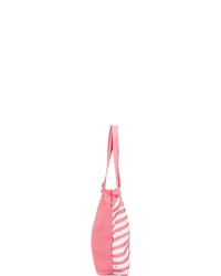 rosa horizontal gestreifte Shopper Tasche aus Leder von Fabrizio