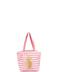 rosa horizontal gestreifte Shopper Tasche aus Leder von Fabrizio