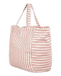 rosa horizontal gestreifte Shopper Tasche aus Segeltuch von Roxy