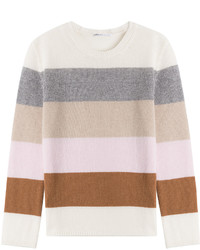 rosa horizontal gestreifter Kaschmirpullover