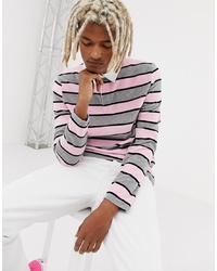 rosa horizontal gestreifter Polo Pullover von ASOS DESIGN