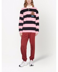 rosa horizontal gestreifter Polo Pullover von Gucci