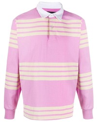 rosa horizontal gestreifter Polo Pullover von Noon Goons