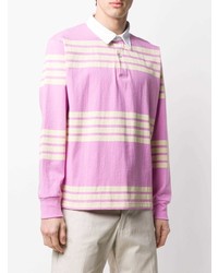 rosa horizontal gestreifter Polo Pullover von Noon Goons