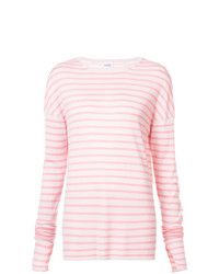 rosa horizontal gestreifter Pullover mit einem Rundhalsausschnitt von Barrie