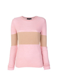 rosa horizontal gestreifter Pullover mit einem Rundhalsausschnitt von Cashmere In Love