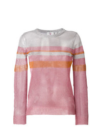 rosa horizontal gestreifter Pullover mit einem Rundhalsausschnitt von Rossignol