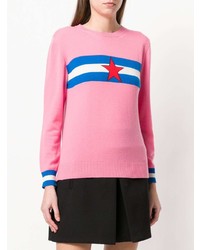 rosa horizontal gestreifter Pullover mit einem Rundhalsausschnitt von Chinti & Parker
