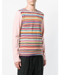 rosa horizontal gestreifter Pullover mit einem Rundhalsausschnitt von Comme Des Garçons Shirt Boys