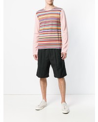 rosa horizontal gestreifter Pullover mit einem Rundhalsausschnitt von Comme Des Garçons Shirt Boys