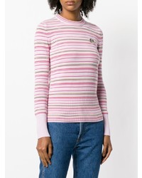 rosa horizontal gestreifter Pullover mit einem Rundhalsausschnitt von Kenzo