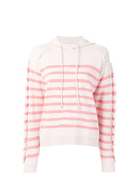 rosa horizontal gestreifter Pullover mit einer Kapuze von Barrie