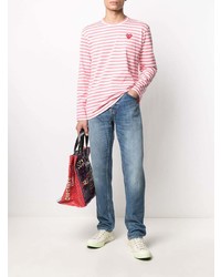 rosa horizontal gestreiftes Langarmshirt von Comme Des Garcons Play