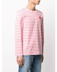 rosa horizontal gestreiftes Langarmshirt von Comme Des Garcons Play